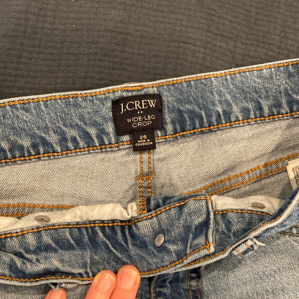 J. Crew Blue Wide-Leg Cropped Jeans